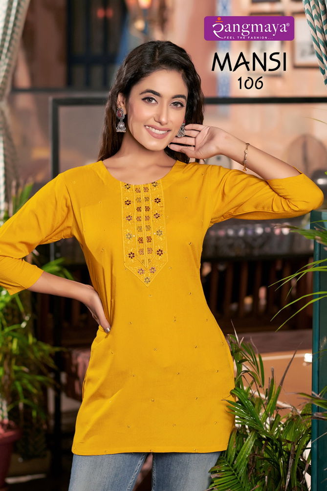 Mansi By Rangmaya Rayon Ladies Short Kurti Wholesale Shop In Surat